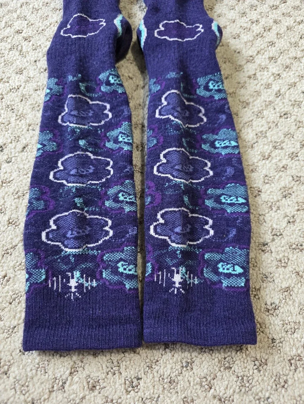 Smartwool Purple Floral Pattern Women's Crew Socks